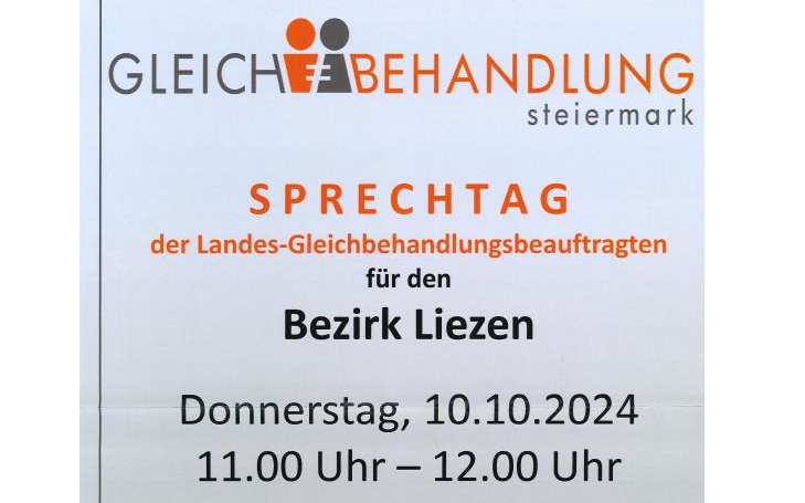 Sprechtag der Landes-Gleichbehandlungsbeauftragten für den Bezirk Liezen am 10.10.2024