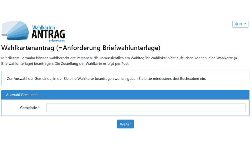 Wahlkarte online beantragen