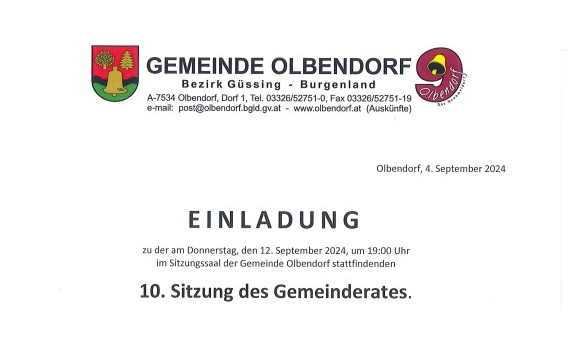 10. Sitzung des Gemeinderates