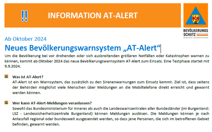 Neues Bevölkerungswarnsystem „AT-Alert“