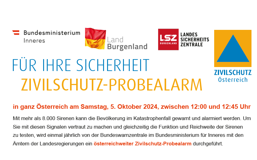 Zivilschutz-Probealarm am Samstag den 5.10.2024