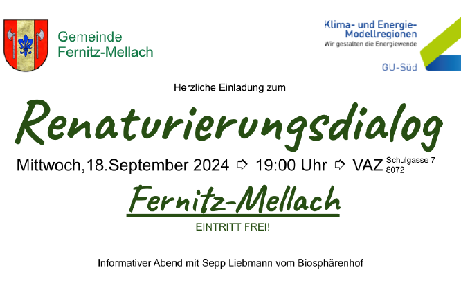 18.09.2024 Einladung zum Renaturierungsdialog, VAZ Fernitz