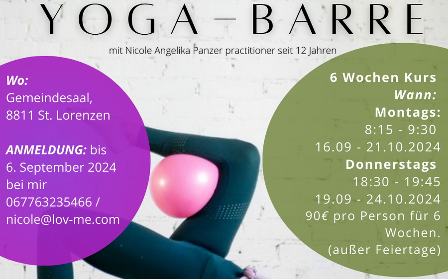 31.10.2024 Yoga-Kurse für Männer und Frauen mit Nicole Angelika Panzer, Gemeindesaal St. Lorenzen