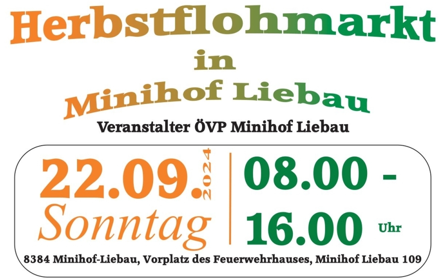 22.09.2024 4. Herbstflohmarkt, Marktplatz Minihof-Liebau