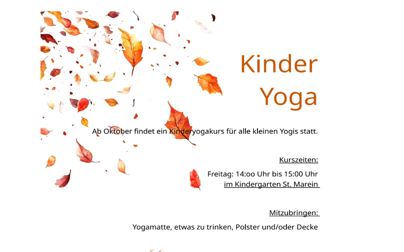 18.10.2024 Kinder Yoga, Kindergarten St. Marein