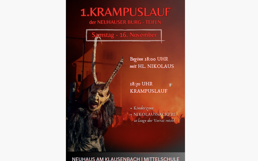 16.11.2024 1. Krampuslauf der Neuhauser Burg-Teifln, Mittelschule Neuhaus/Klb.