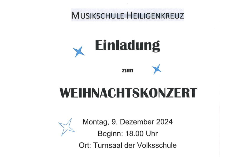 Weihnachtskonzert der Musikschule Heiligenkreuz I.L.