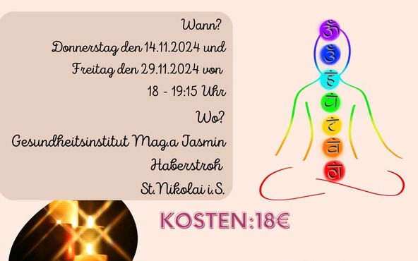 14.11.2024 Chakren Yoga bei Kerzenschein, Gesundheitsinstitut