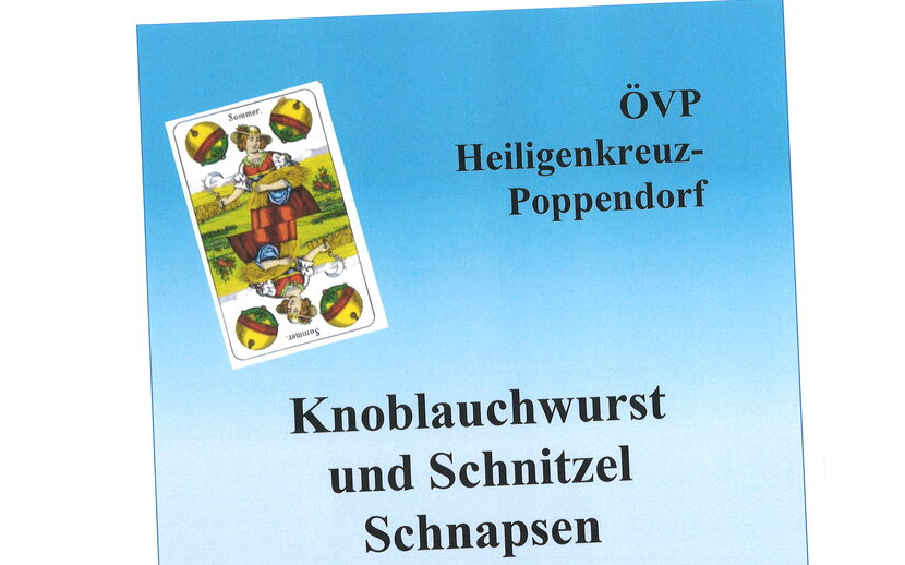 Knobluchwurst und Schnitzel Schnapsen der ÖVP Heiligenkreuz-Poppendorf