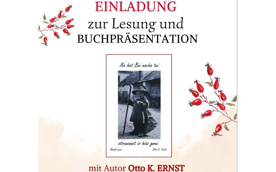 15.11.2024 Einladung zur Lesung und Buchpräsentation mit Autor Otto K. Ernst, Mehrzweckhalle Olbendorf