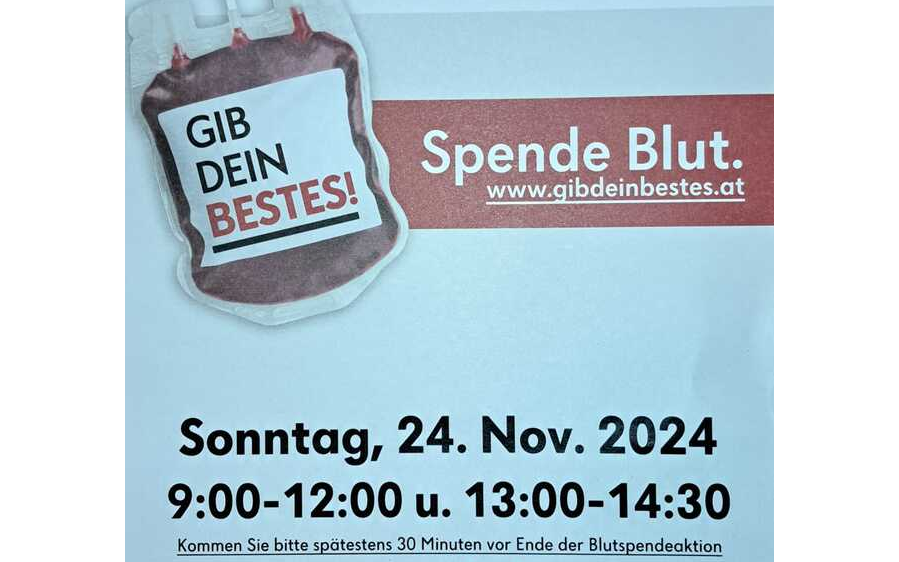 24.11.2024 Blutspenden, FF-Haus Eisenhüttl