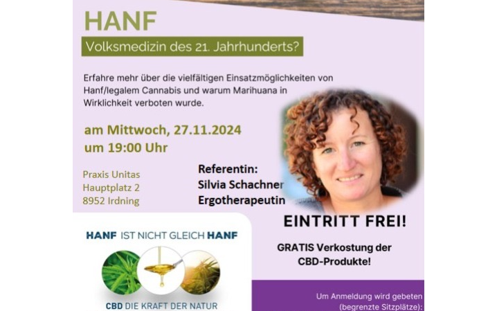 Vortrag zum Thema Hanf von Referentin Silvia Schachner