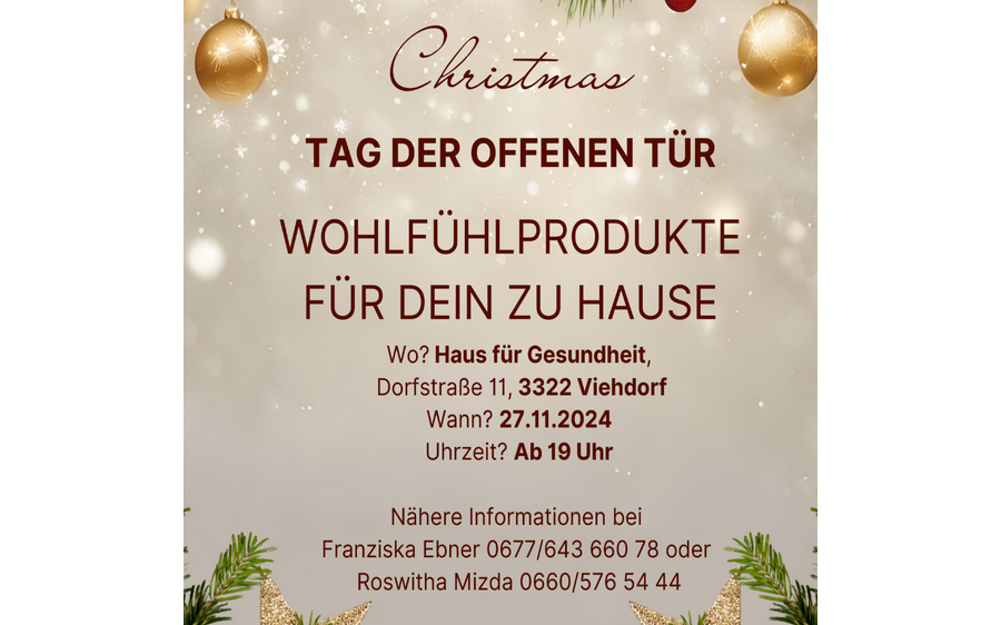 27.11.2024 Tag der offenen Tür - Wohlfühlprodukte für dein Zuhause, Haus für Gesundheit