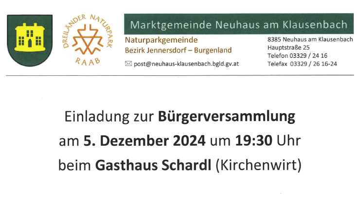 05.12.2024 Bürgerversammlung, Gasthaus Schardl