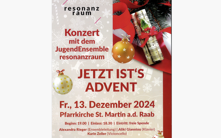 13.12.2024 Konzert mit dem Jugendensembleresonanzraum - Jetzt ist´s Advent, Pfarrkirche St. Martin a.d. Raab